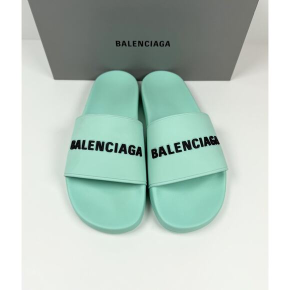 Size 11 - Balenciaga Mint Rubber Pool Sandals NEW! main image 7